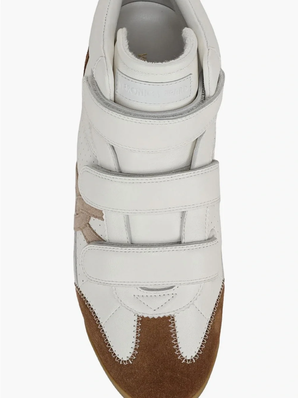 Veronica Beard White and Brown High-Top Velcro Sneakers